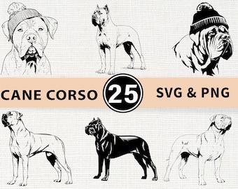 Cane Corso Silhouette SVG Bundle | Italian Mastiff Dog SVG PNG Cricut