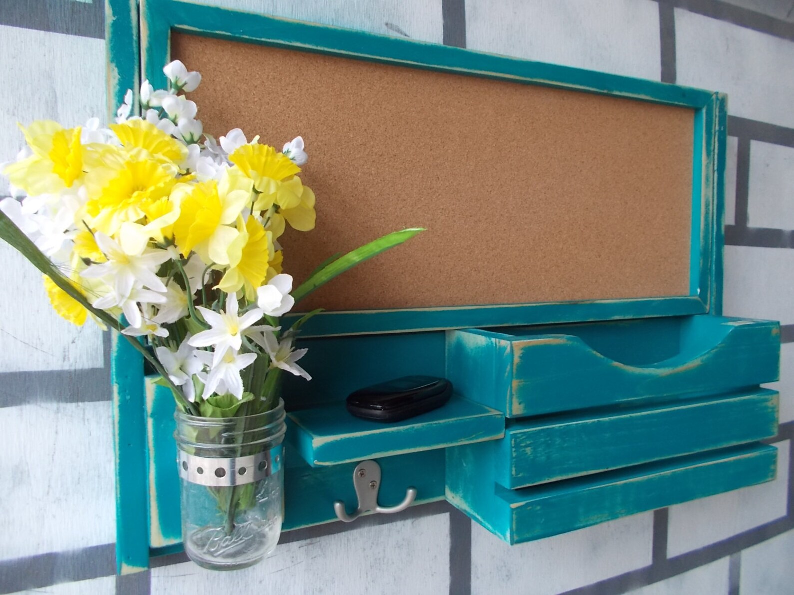 Cork Board Message Center/magazine Holder/family Message Etsy