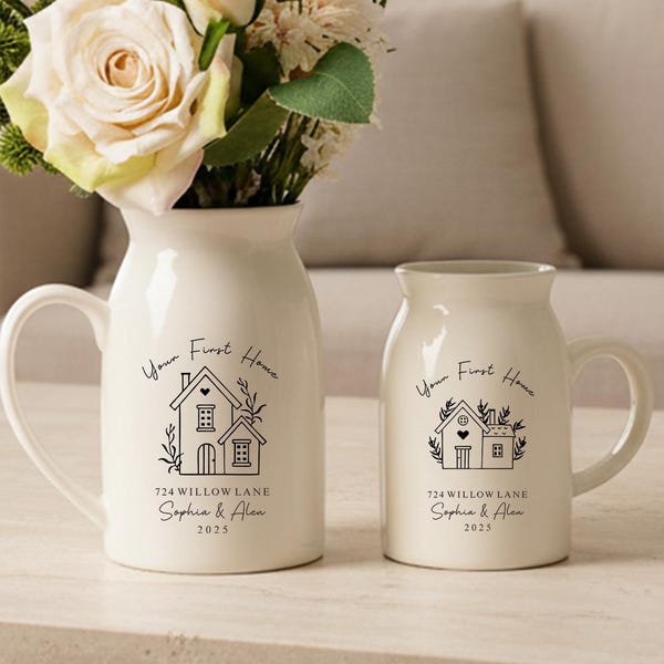 Personalised First Home Gift,Flower Vase for New Home Occasion,Housewarming Gift For Couple,Moving In Gift for Friend,New Home Owners Gift
