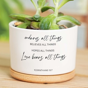 Religious Gift, Personalized Christian Ceramic Flower Pot with Bible Verses,Custom Scripture Gift for Women,Inspirational Gift