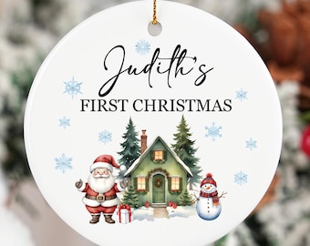 Baby's First Christmas Decoration,Keepsake Christmas Bauble Gift Ceramic Ornament,Baby's 1st Christmas Gift,Baby Newborn Gift,Gifts for Baby