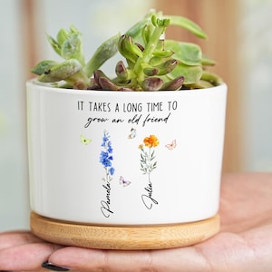 Vaso de flores de nascimento personalizado: presente de amizade personalizado