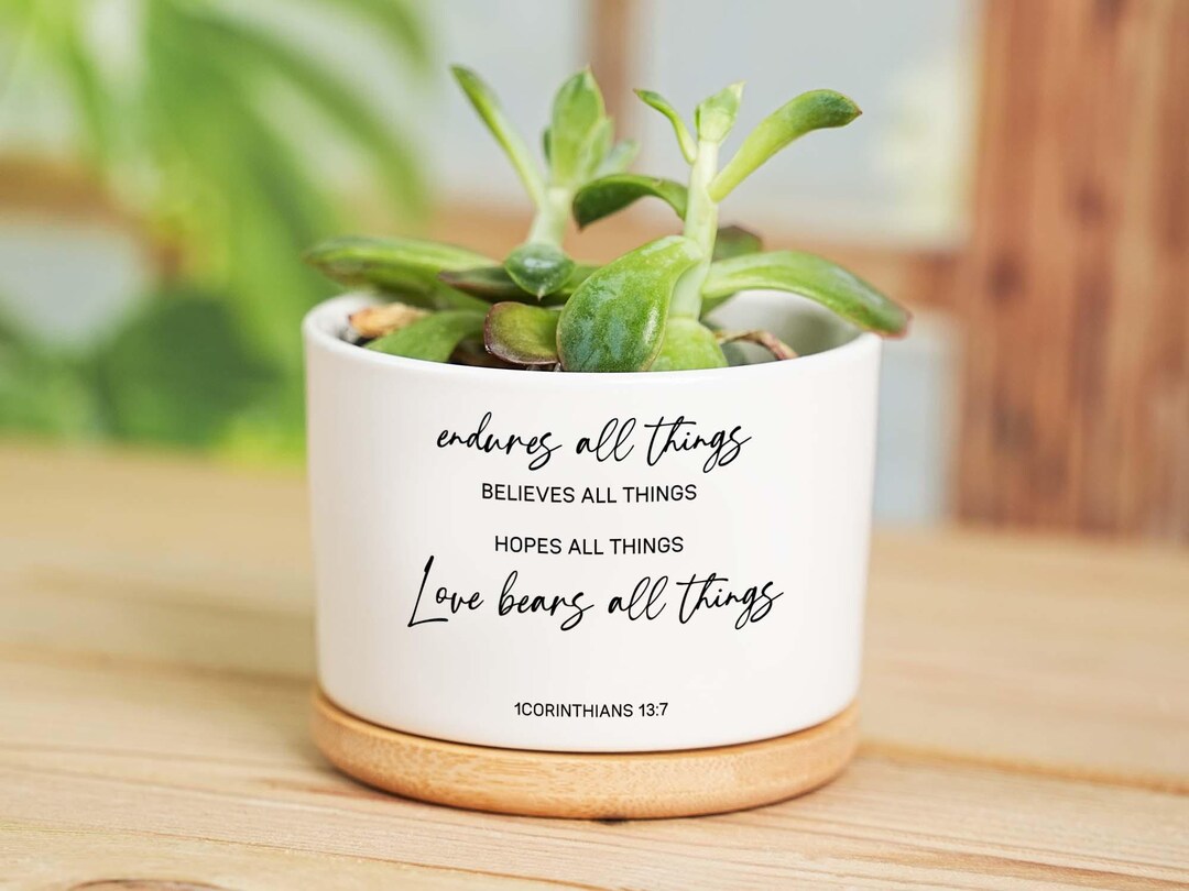 Religious Gift, Personalized Christian Ceramic Flower Pot With Bible ...