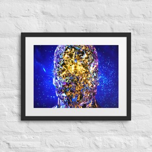 Stampa artistica da parete con cornice per giocatori in stile cyberpunk di LightMagic, regalo per figlio, papà, fratello, ufficio, soggiorno o decorazione per videogiochi.