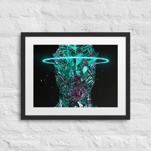 Stampa incorniciata LightMagic, regalo per figlio, papà, fratello, arte murale cyberpunk audace per ufficio, sala giochi o arredamento creativo per la casa.