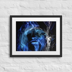 Decorazione da parete cyberpunk per uomo, stampa artistica incorniciata di LightMagic, regalo per gamer, figlio, papà, fratello, ufficio o soggiorno.