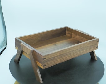 Black Walnut Countertop Cosmetic Organizer, Large-Capacity Solid Wood V-Leg Design, Storage for Bottles & Jars