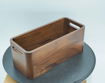 Handmade Black Walnut Wood Storage Box, Minimalist Organizer Bin