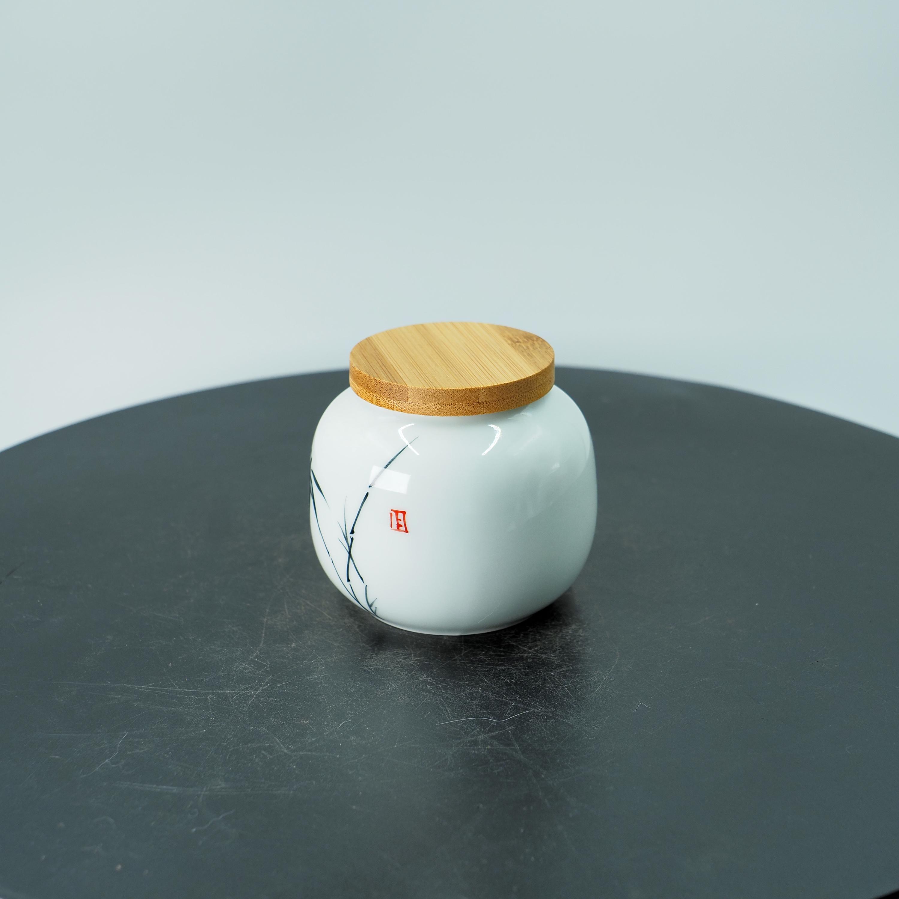 手描きの陶器製食材瓶 - 竹の葉模様の中国風小型容器 - Etsy 日本