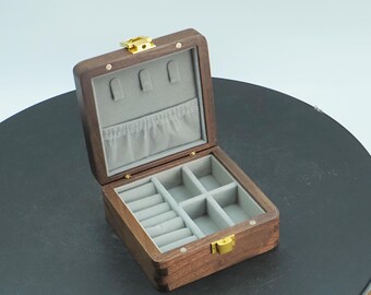 Mini Black Walnut Jewelry Box, Exquisite Travel-Friendly Design, Portable Jewelry Organizer