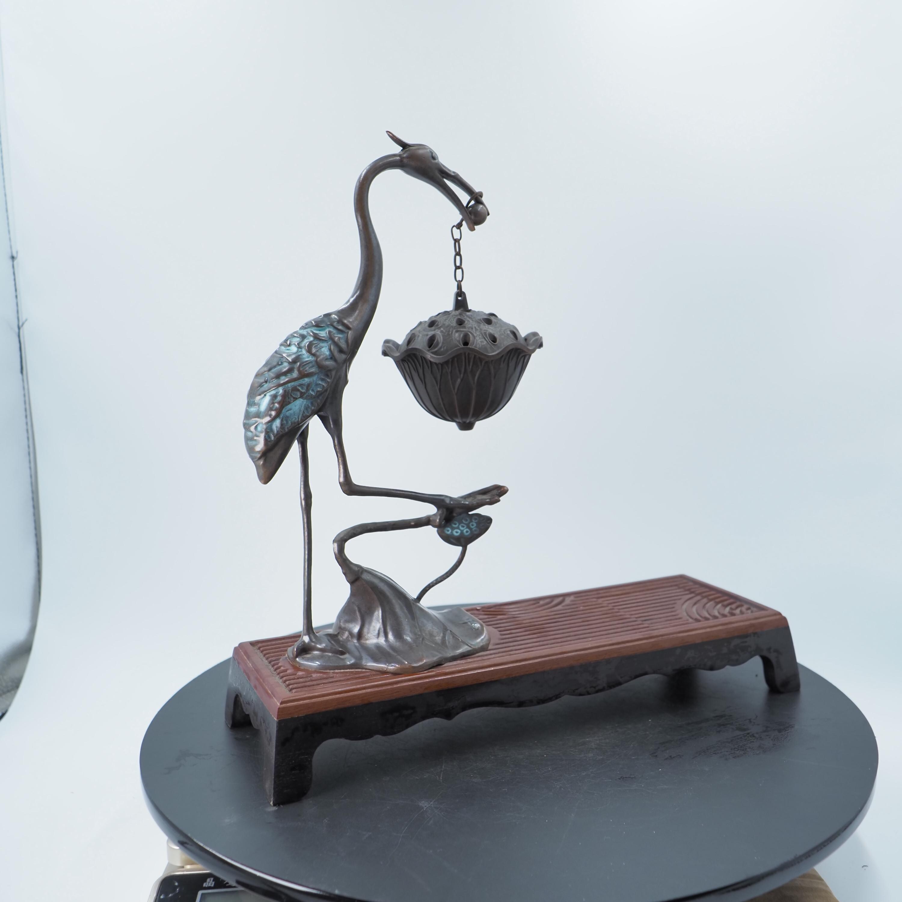 銅製鶴香炉：蓮華吊り香炉デザイン - Etsy 日本
