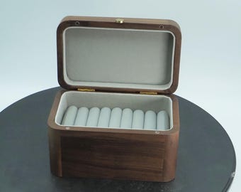 Black Walnut Bracelet Box, Elegant Storage for Bangles, Jewelry Organizer