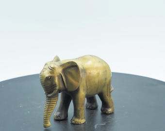 Brass Elephant Figurine, Symbolizing Fortune and Prosperity, Artistic Home Decor