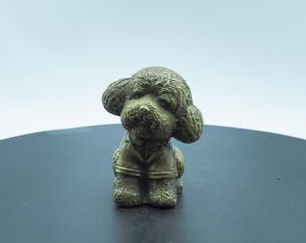 Miniature Brass Poodle Figurine, Adorable Collectible Pet Ornament, Exquisite Small Animal Decoration