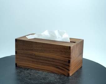 Handmade Solid Walnut Tissue Box Cover, Minimalist Wood Decor