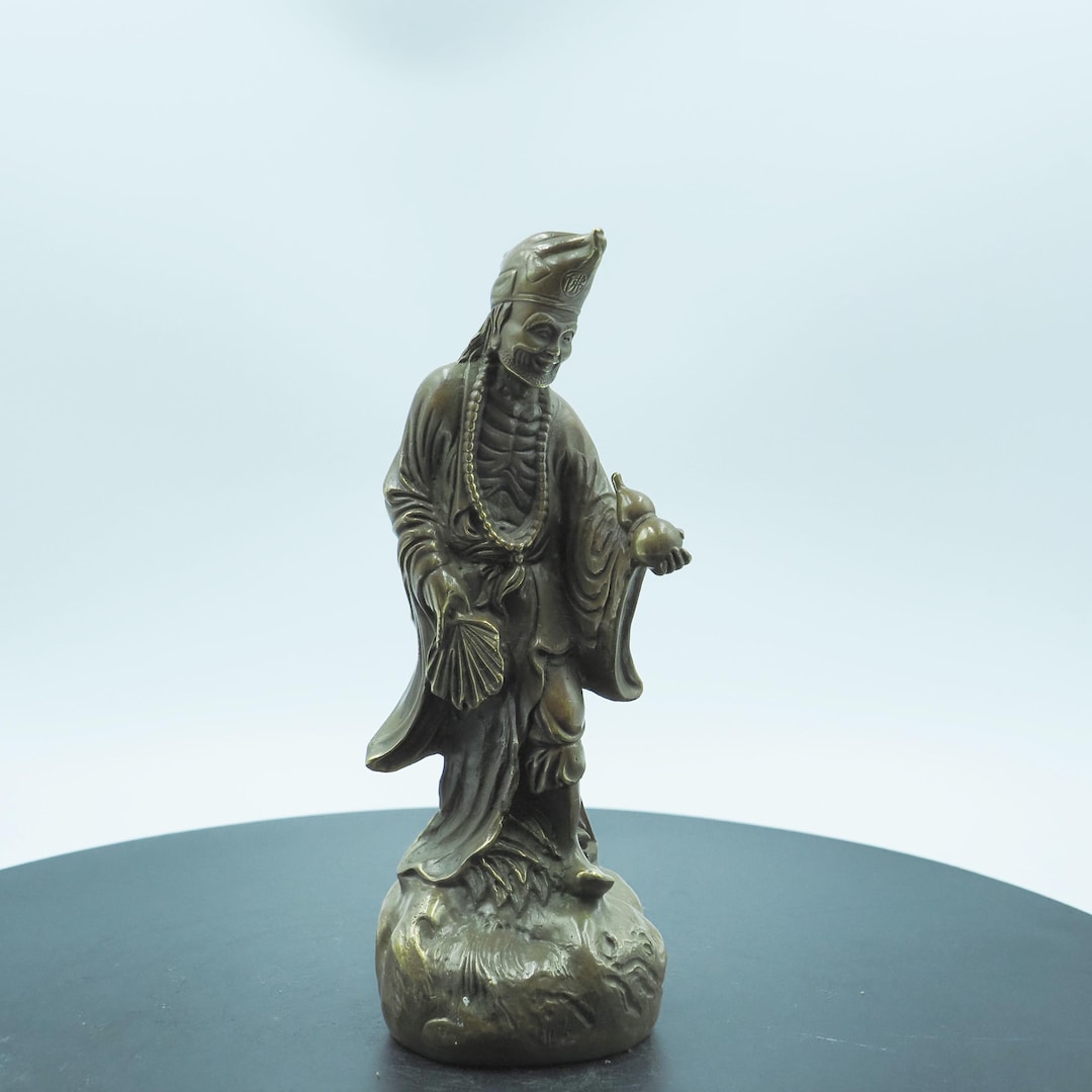 Pure Copper Ji Gong Statue - Living Buddha Daoji Monk Altar
