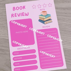 Book Review Template Printable, Book Review Page, Printable Book Review, Journal, Booktok, Gift For Book Lover, Digital Download