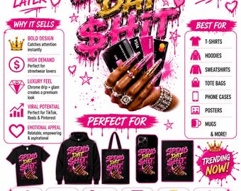 Pink Chrome Drip PNG, Luxury Hustler Graphic Tee, Viral Streetwear Design