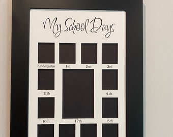 My School Days Photo Frame/ graduation/ 12- 1 3/4&quot; x 2 1/4 openings/  frame 14 x 18.5 inches/ high school