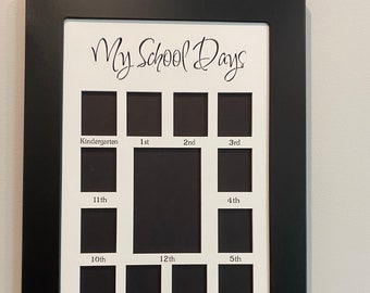 My School Days Photo Frame/ graduation/ 12- 1 3/4" x 2 1/4 openings/  frame 14 x 18.5 inches/ high school