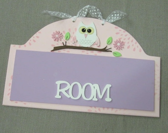 Personalized Room Sign for Girls with Owl theme.