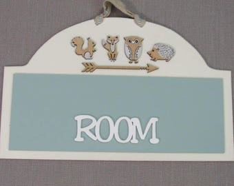Personalized Room Sign for Girls and Boys with the woodland animals.