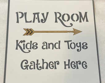 Quote plaque/Play Room, kids and toys gather here/ 3D laser cut/ wall plaque/ kids room.