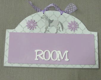 Personalized Room Plaque for Girls shown with a horse theme.