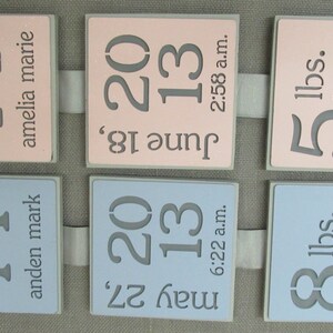 Personalized Triple Block Birth Information Plaque for Boys and Girls, handmade image 4