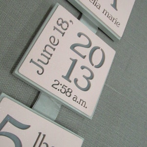 Personalized Triple Block Birth Information Plaque for Boys and Girls, handmade image 2