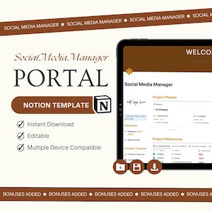 Social Media Manager Portal, Notion Client Portal Template, Client Onboarding Notion Template, Instagram Notion Portal - V2. 2026