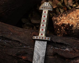 Ragnar Lothbrok Viking Display Sword – Handmade Damascus Steel Medieval Collectible with Sheath