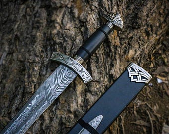Handmade Damascus Viking Sword – Norsemen Medieval Longsword with Scabbard
