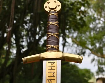 Merlin Excalibur Display Replica – Handmade Medieval Knight Templar Decorative Collectible Viking Engraved Sword