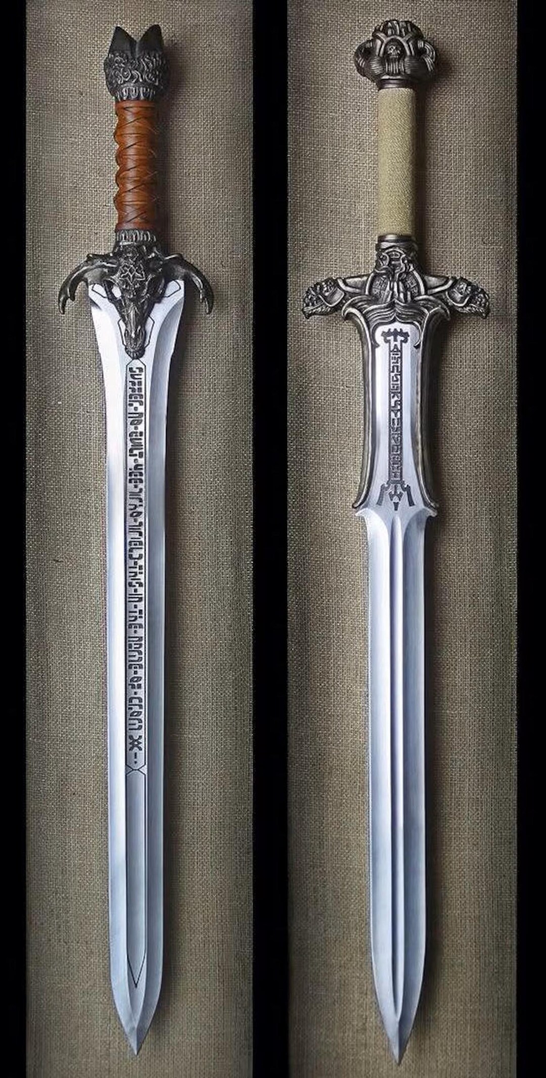 Handmade Atlantean Sword Pair – Conan Inspired Stainless Steel Fantasy ...