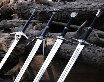 Handmade 4 Piece Witcher Display Replica – Geralt of Rivia Arondight-Inspired Collectibles