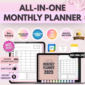 All-in-One Digital Planner 2025, 2026, 2027, Digital Planner, Digital Journal, Digital Goodnotes Template, Weekly, Daily Planner, Notability