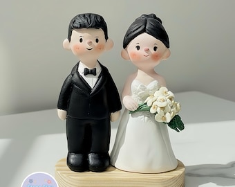 Bride and Groom Cake Topper, Custom Clay Wedding Figurine Keepsake