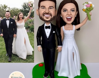 Personalisierter Hochzeitstorte Topper - Braut und Bräutigam personalisierte Bobbleheads, lustiger Bobble Head für Hochzeiten