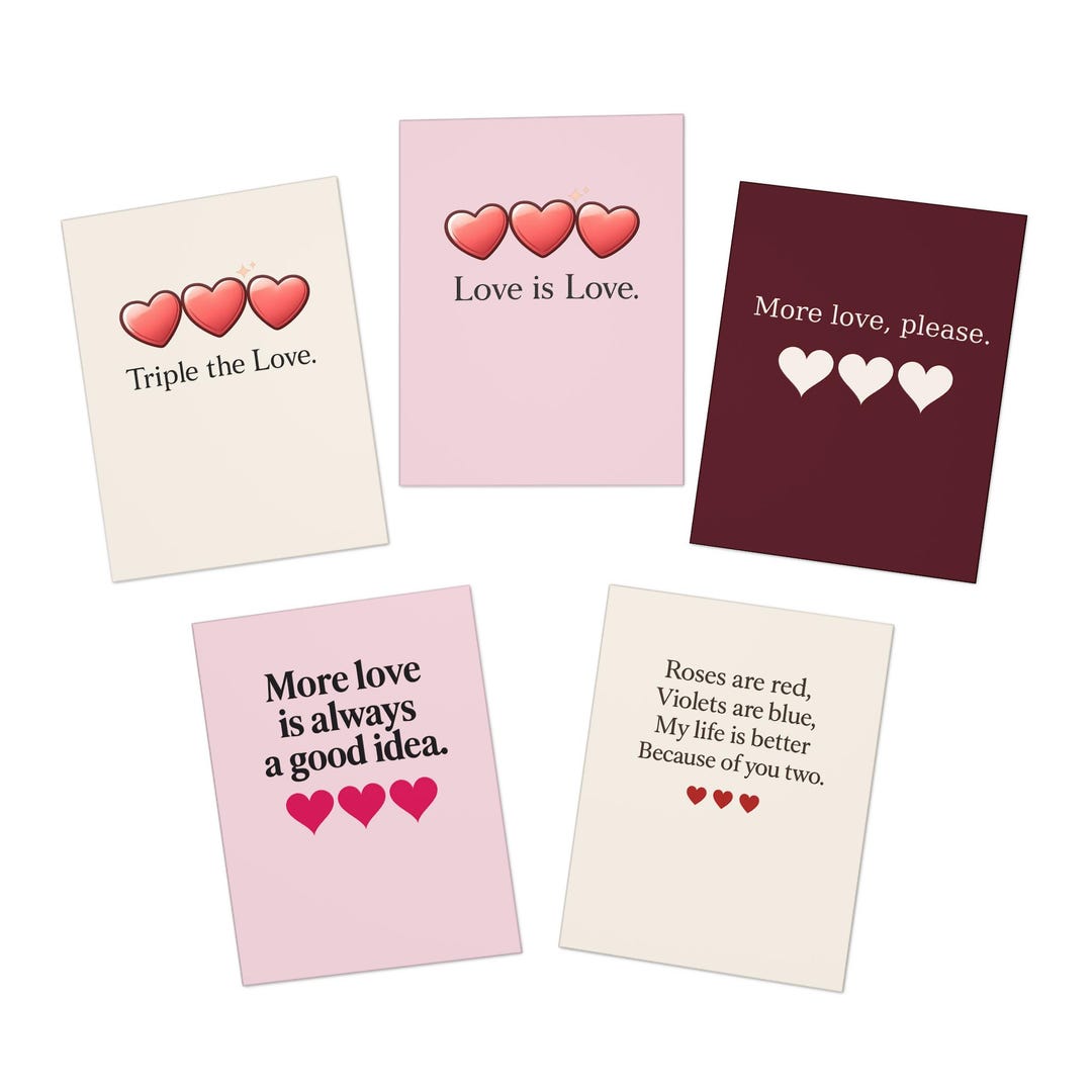 Love is Love Heart Cards Greeting Cards | 5-pack Assorted Love Cards ...