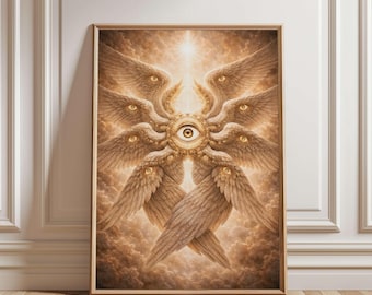 Biblically Accurate Angel Wall Art - Biblical Print, Religious Art, Seraphim Angel Art, Christian Poster for Catholic Home Decor