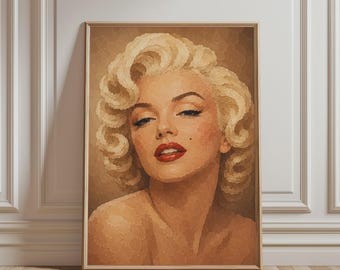 Marilyn Monroe-affisch, retro väggkonst, abstrakt konst med blond kvinna, elegant minimalistisk feminin konst, Hollywoodstjärnetryck för retro heminredning