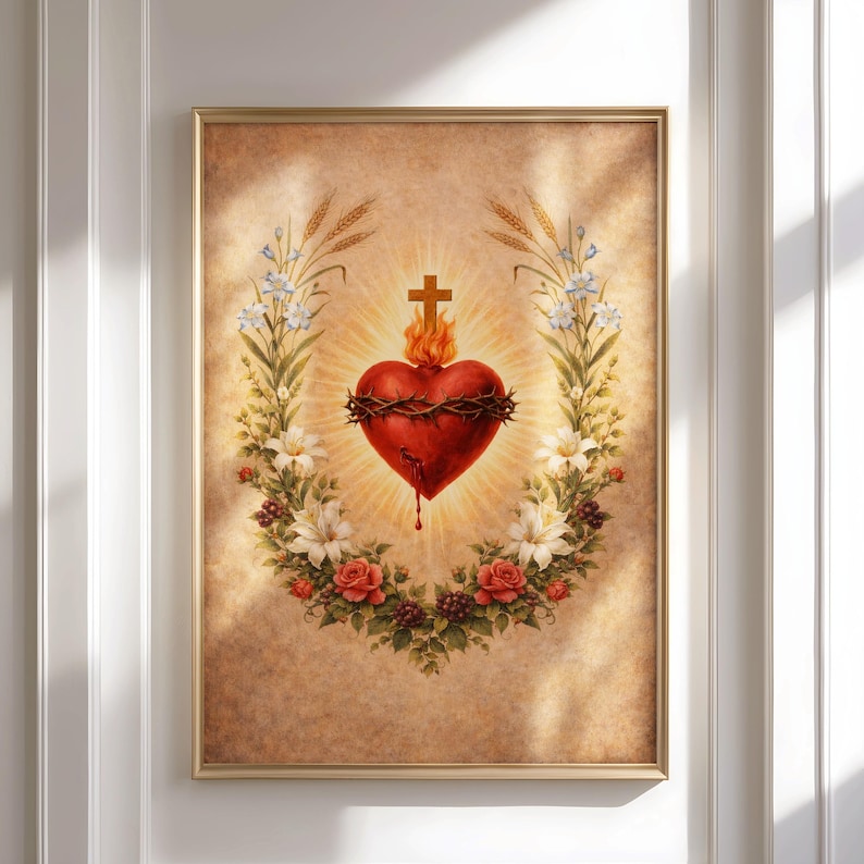 Sacred Heart of Jesus Wall Art – Religious Christian Poster for ...