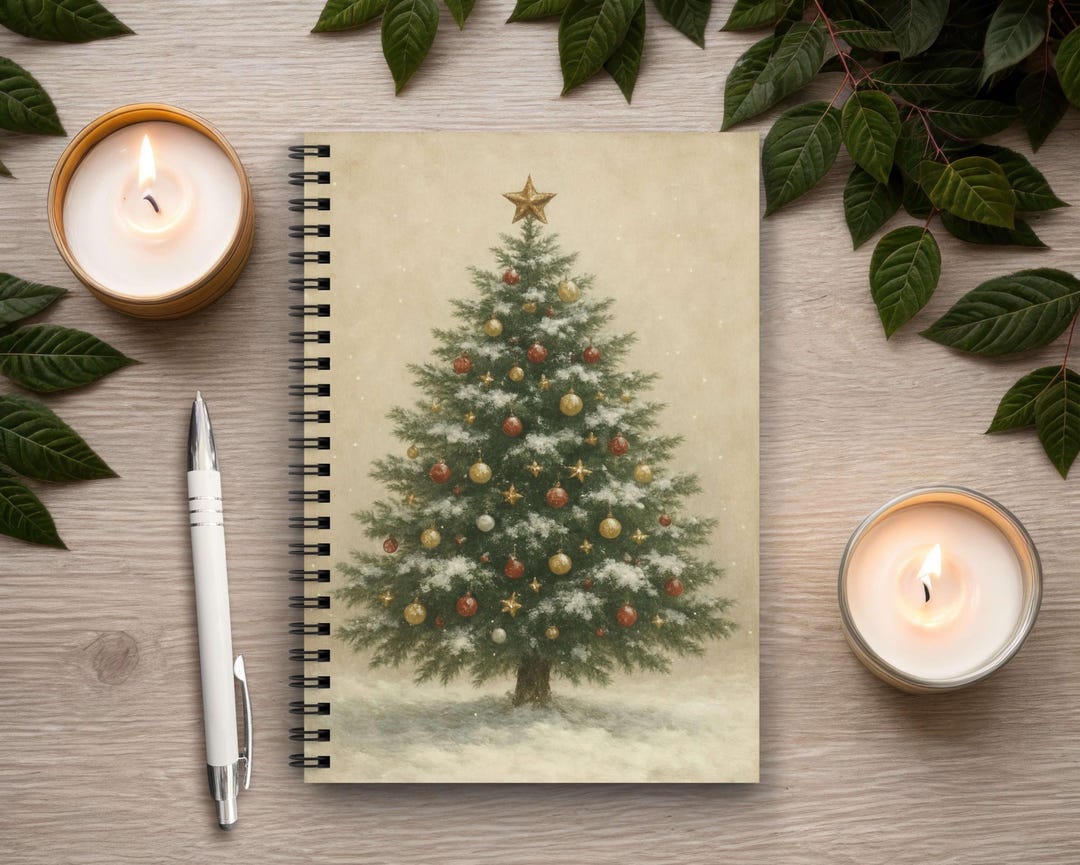 Christmas Tree Notebook - Winter Spiral Journal for Holiday Notes, A5 ...
