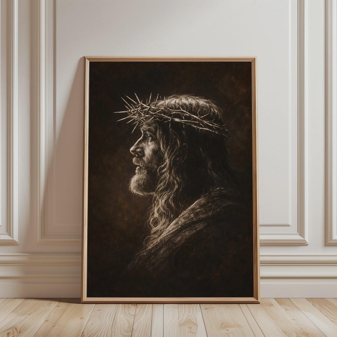 Christian Wall Art - Vintage Jesus With Crown of Thorns Print ...