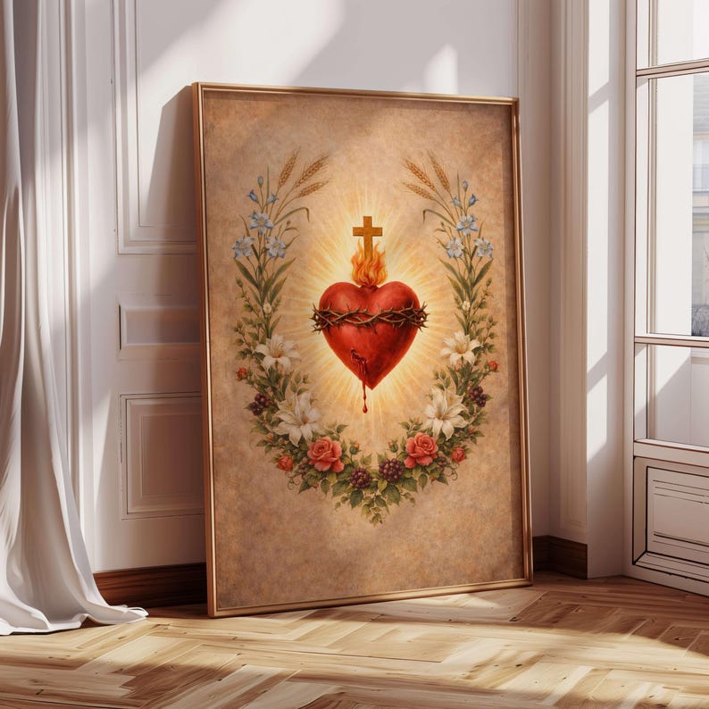 Sacred Heart of Jesus Wall Art – Religious Christian Poster for ...