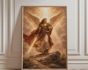 St Michael Wall Art - Archangel Art, Biblical Art Print, Religious Art, Christian Poster for Catholic Home Decor