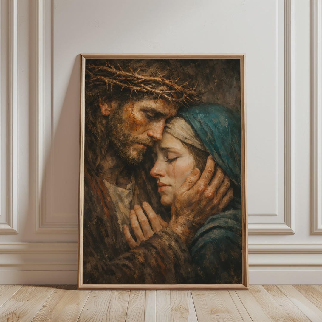 Christian Wall Art - Vintage Jesus and Mary Print, Moody Religious Art ...