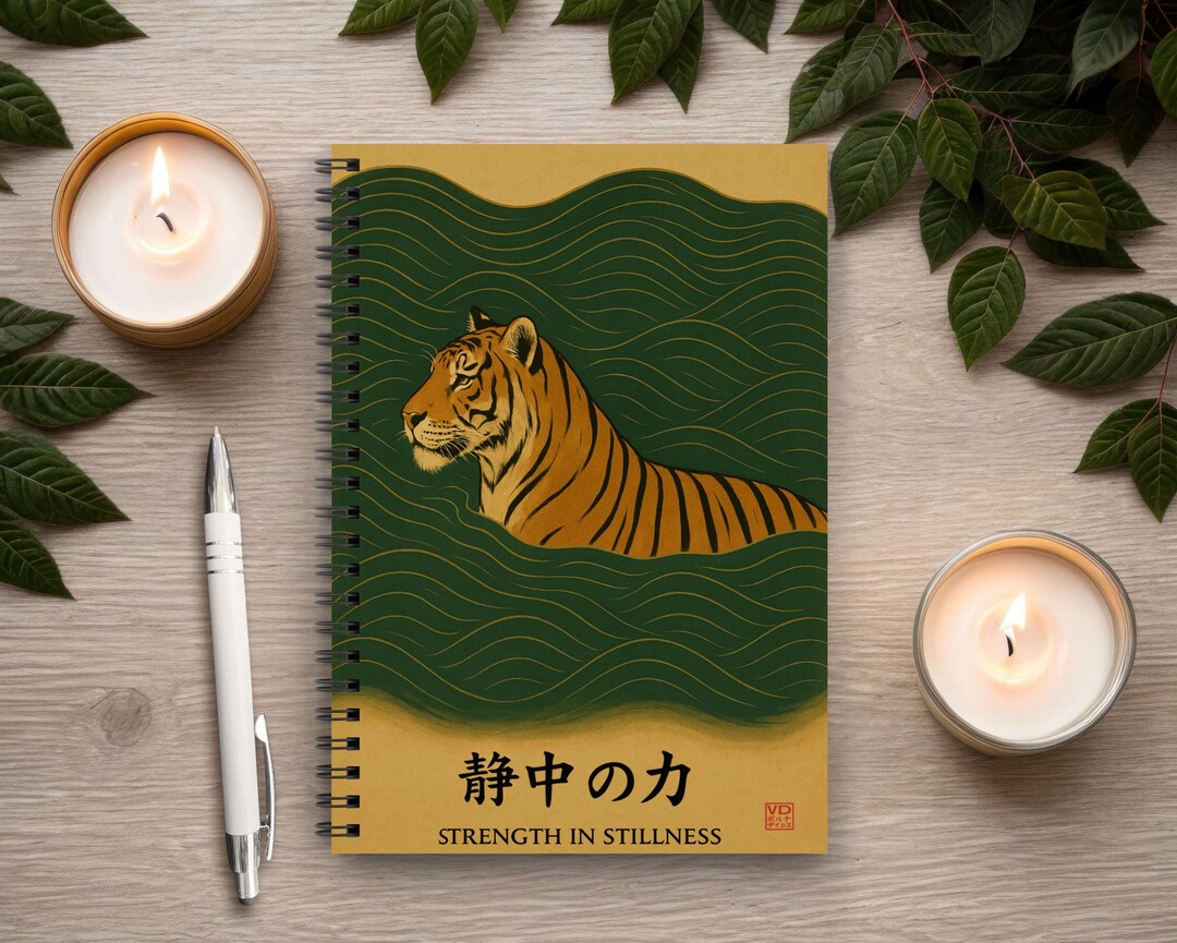 Asian Tiger Spiral Notebook • Lined Inspirational Japanese Journal ...
