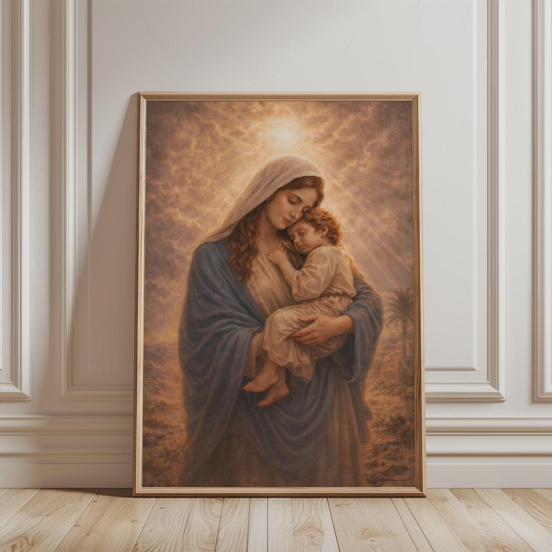 Virgin Mary and Baby Jesus Wall Art - Religious Art, Christian Poster ...
